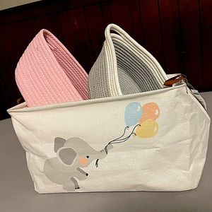 Storage Bin and Woven Rope Baskets- 3 Pieces